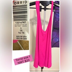 Torrid Size 1 Pink Glo Halter Tank Top NWT